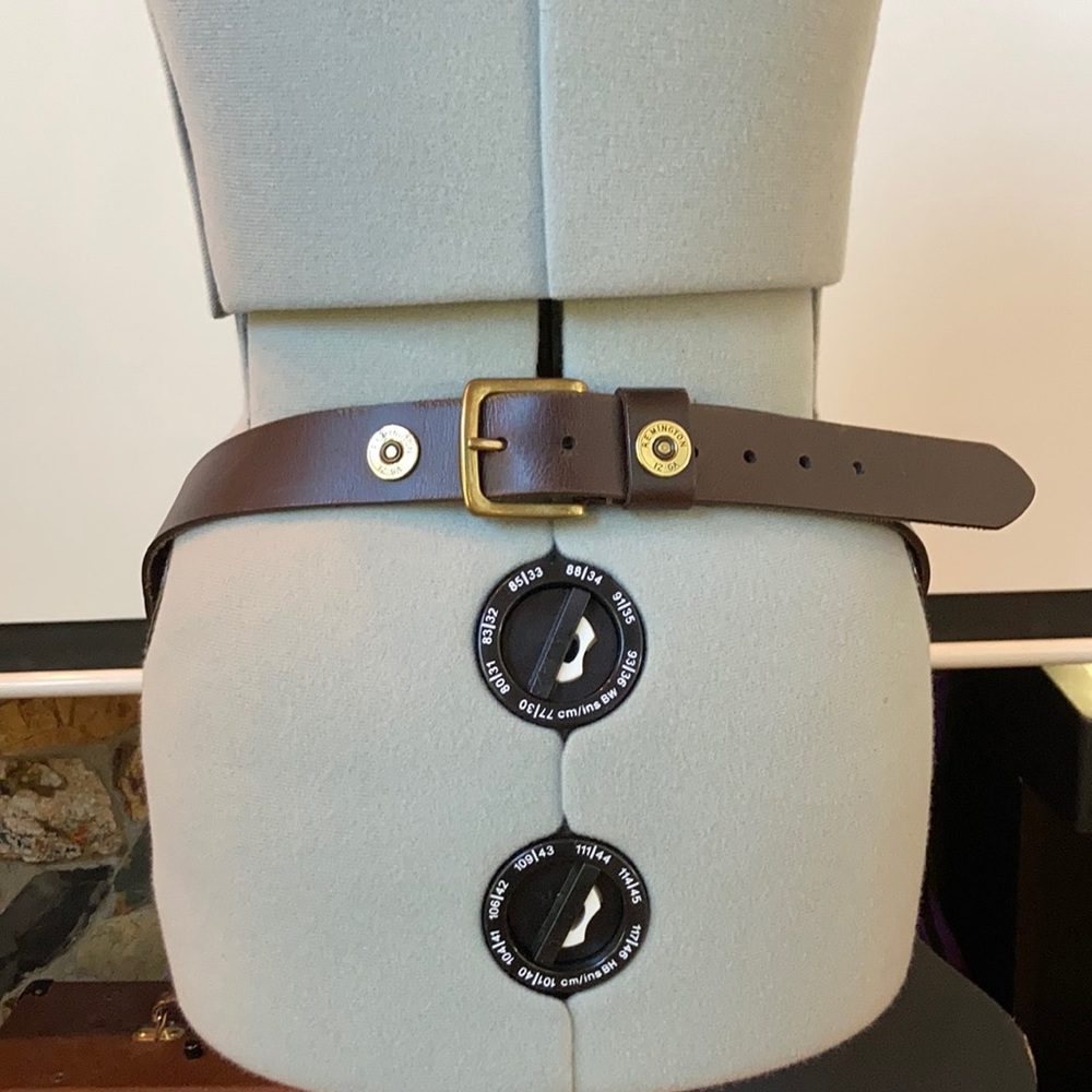 Remington 12A brown leather belt with brass buckle 2X (46-48)